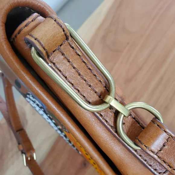 Hand Painted Leather FOSSIL Crossbody Bag - Picture 3 of 8